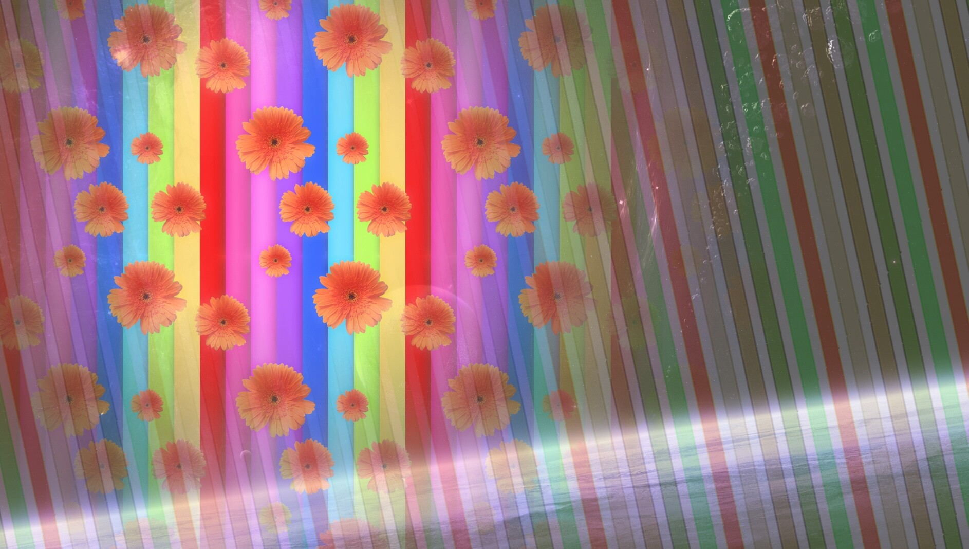 漂亮花朵彩虹条背景PS填充图案