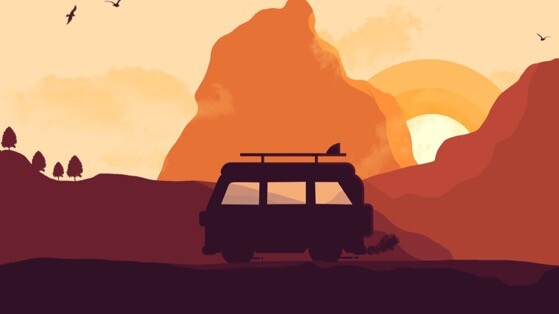沙漠中孤独飞驰的汽车Mac动态壁纸