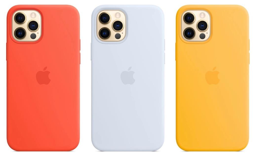 苹果推出向日葵色、云青色和亮光橙色 iPhone 12 硅胶保护壳 