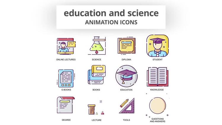教育与科学动画图标AE模板