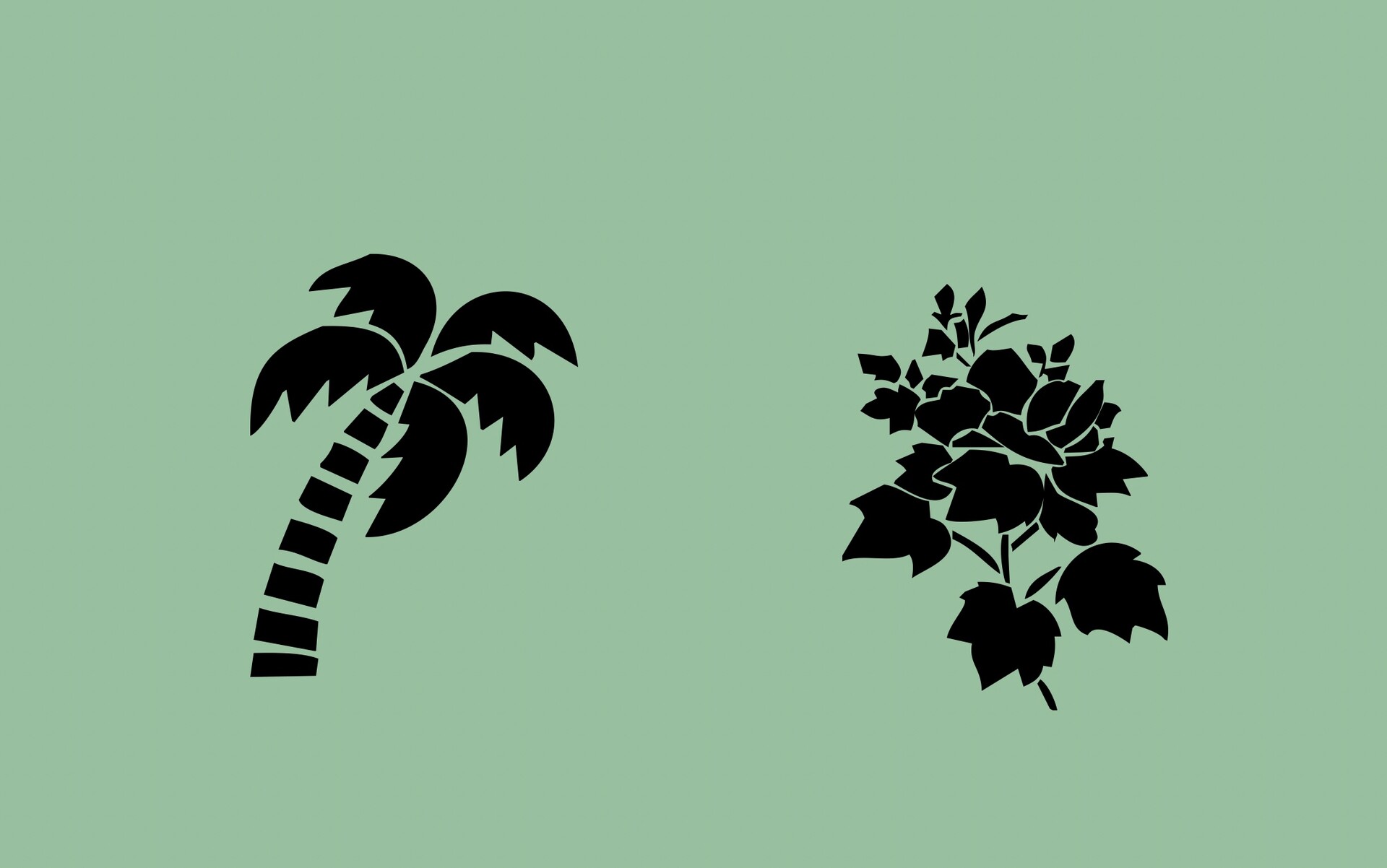 椰子树、玫瑰花图案PS形状