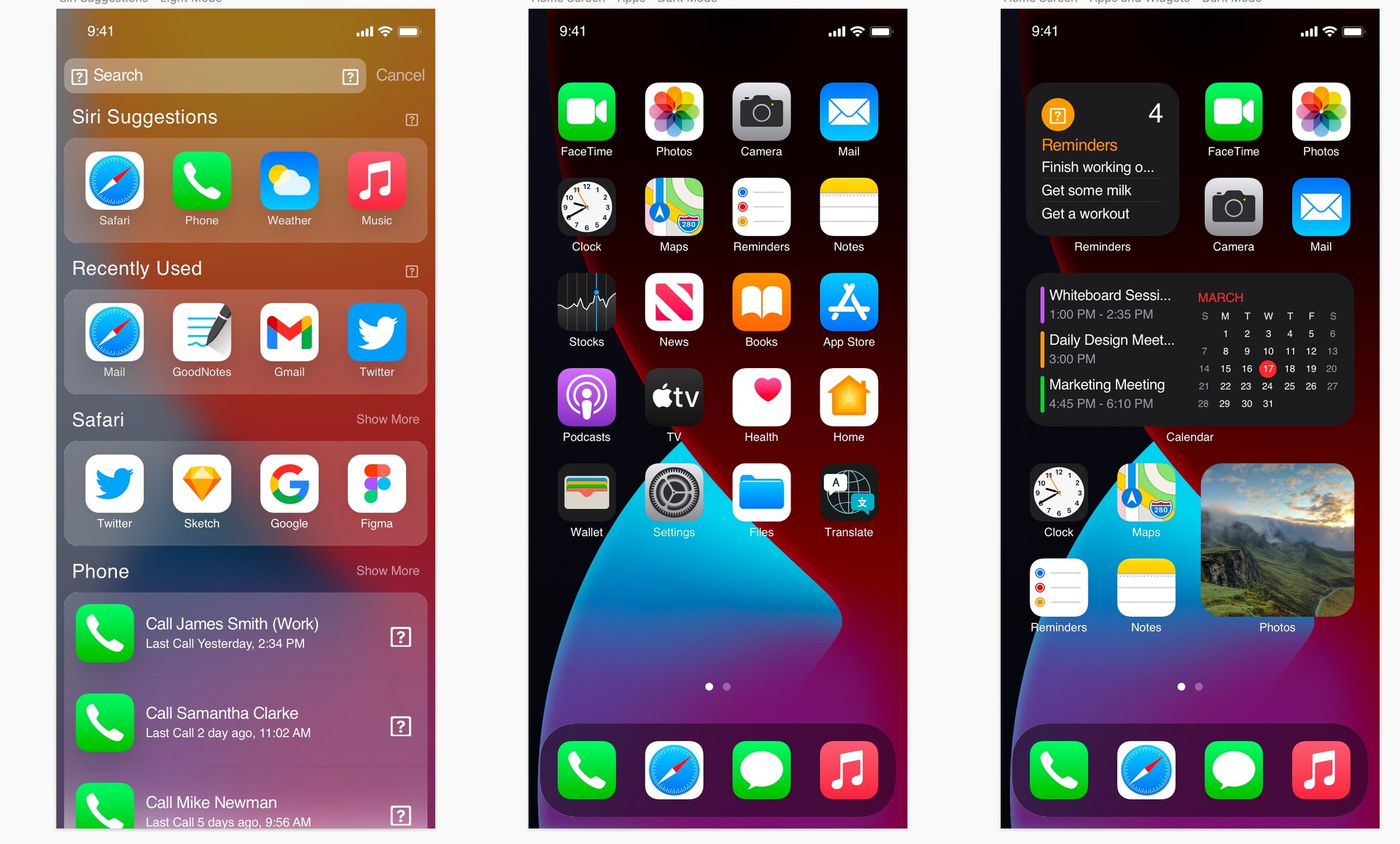 500款iOS 14 UI套件组件库含8个苹果手机系统应用模板