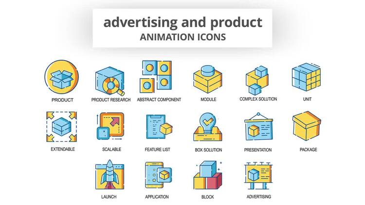 广告和产品 - 动画图标AE模板