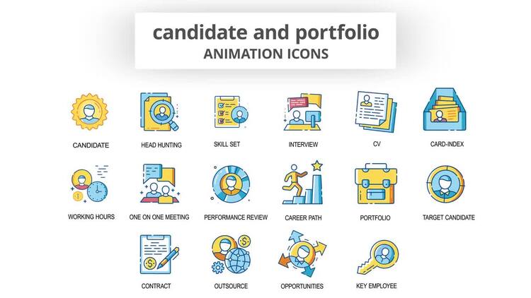 候选人和作品集 - 动画图标AE模板