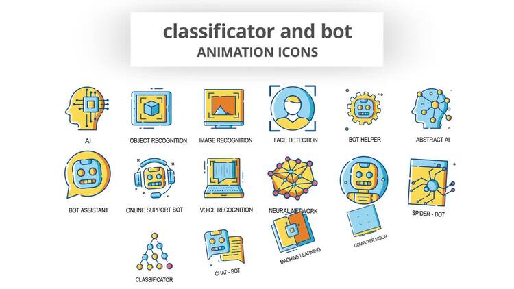 分类器和机器人 - 动画图标AE模板