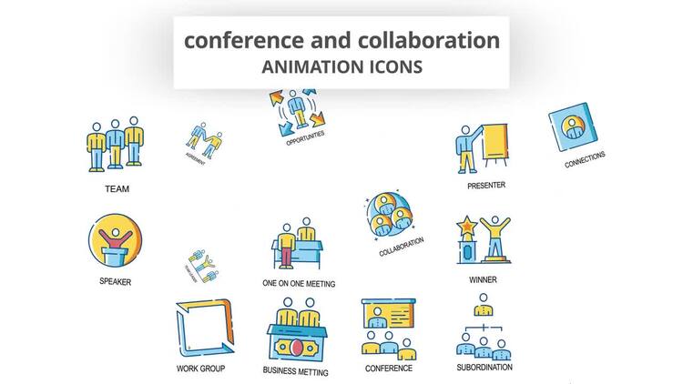 会议与协作- 动画图标AE模板