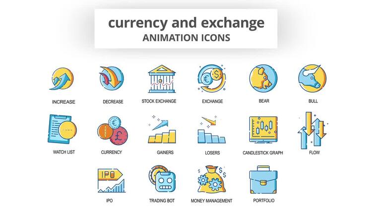 货币和兑换- 动画图标AE模板
