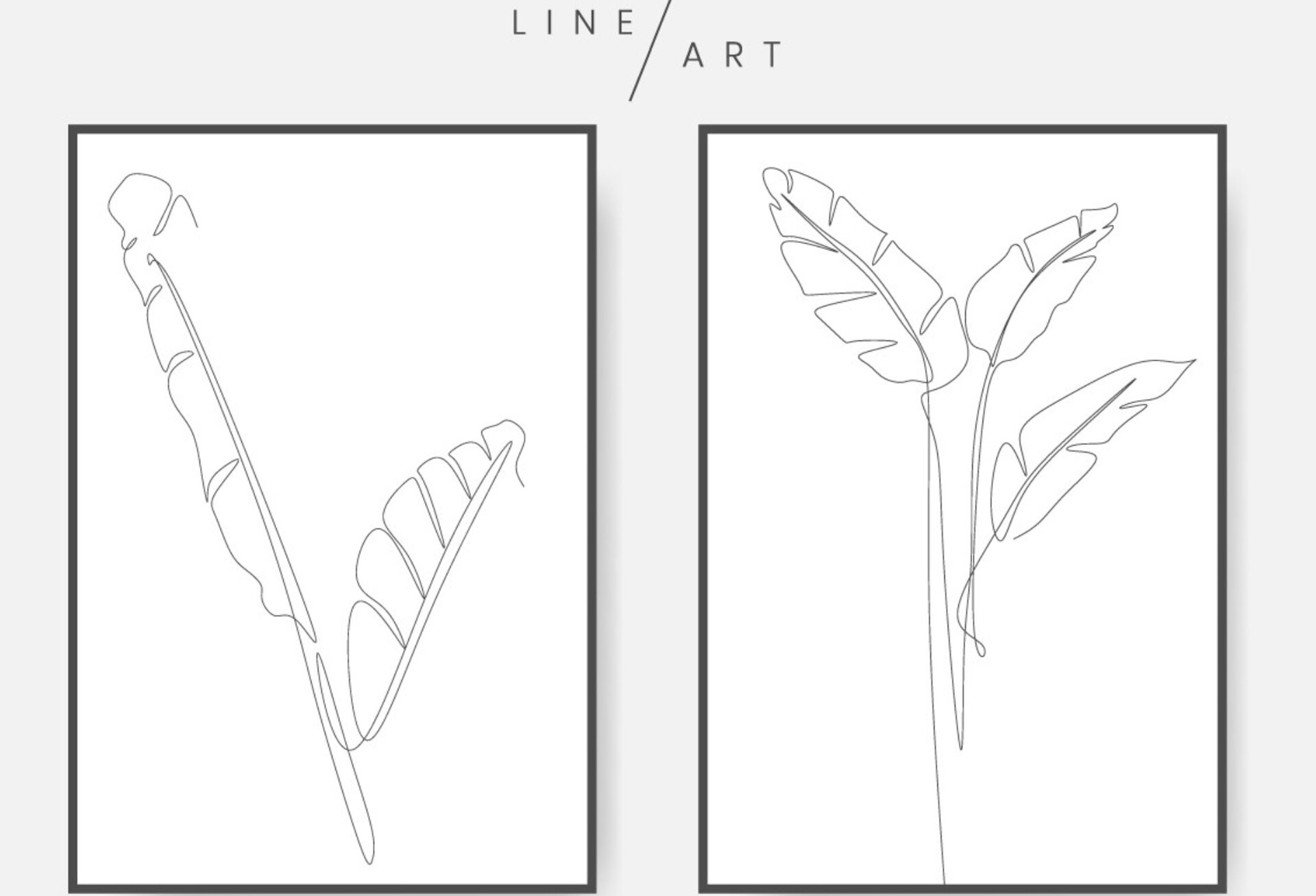 一笔画植物树叶艺术线条设计模板