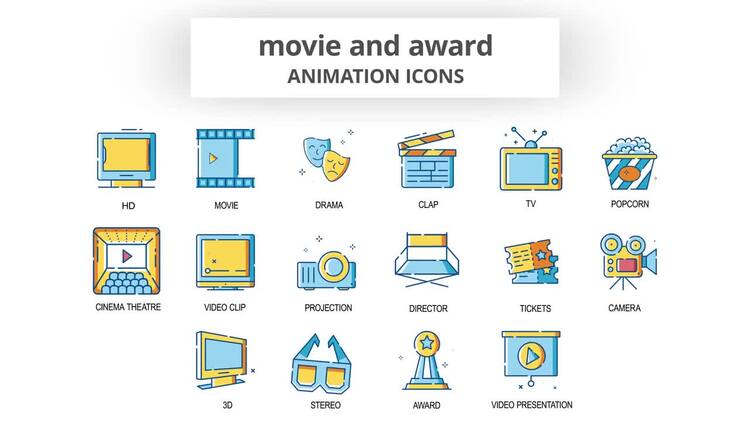 电影和奖项- 动画图标AE模板