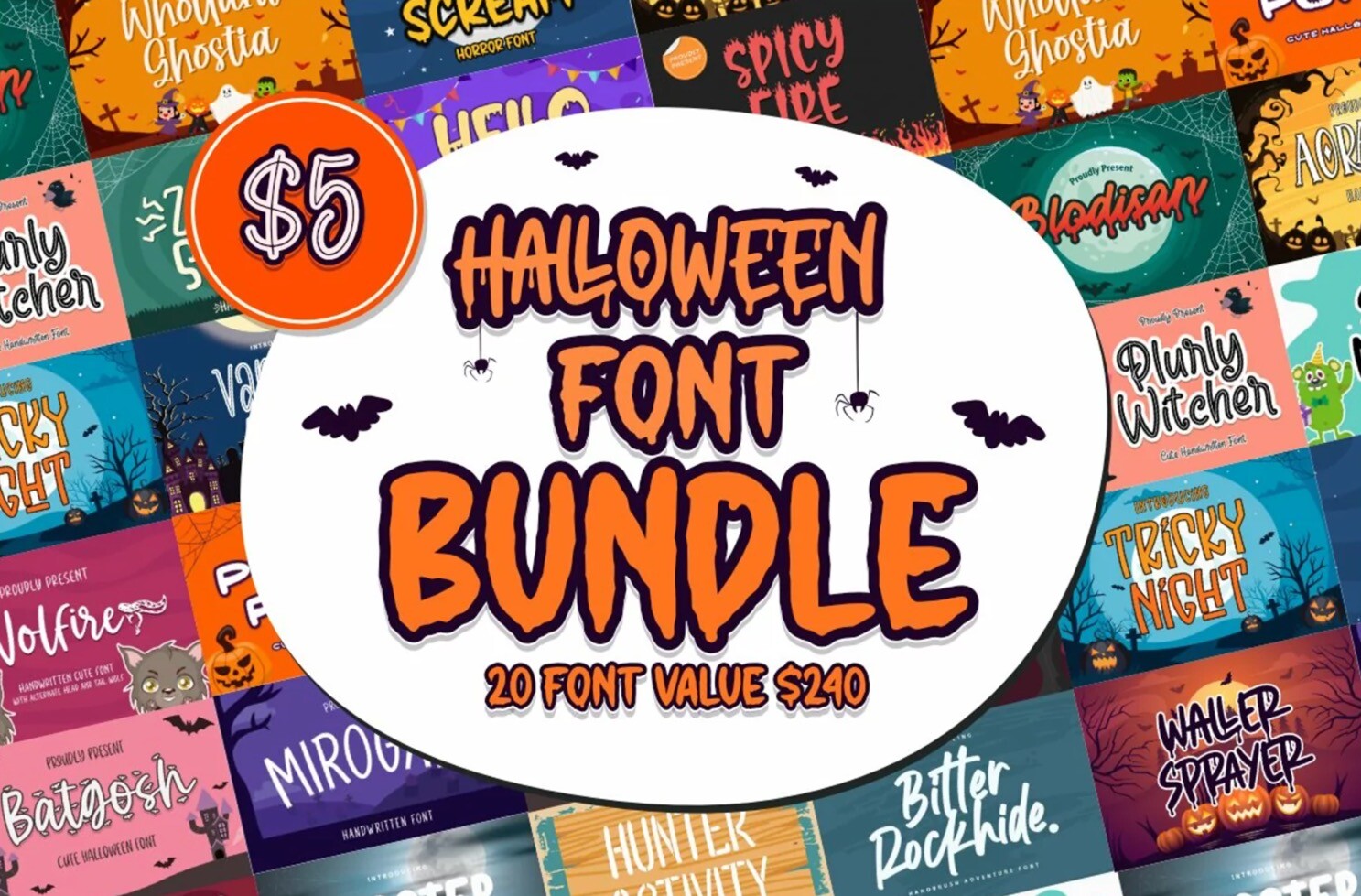 万圣节字体包Halloween Font Bundle