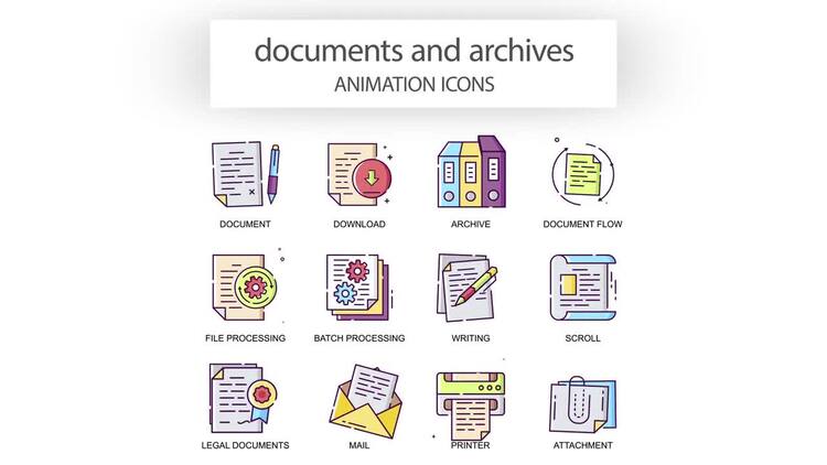 文件和档案- 动画图标AE模板