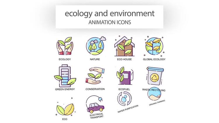 生态与环境- 动画图标AE模板