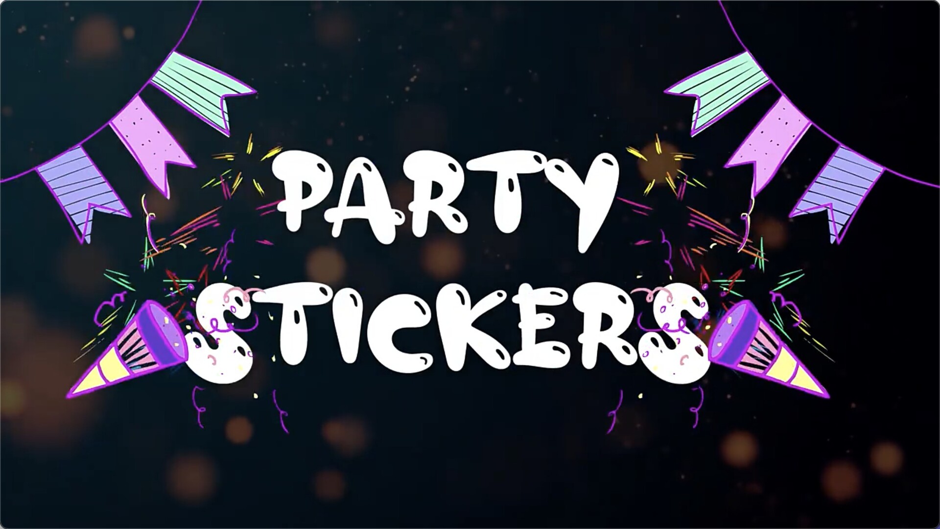 FCPX插件：25个手绘卡通聚会活动派对元素贴纸动画Animated Party Stickers