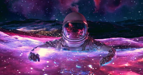 太空液体里的宇航员高清动态壁纸
