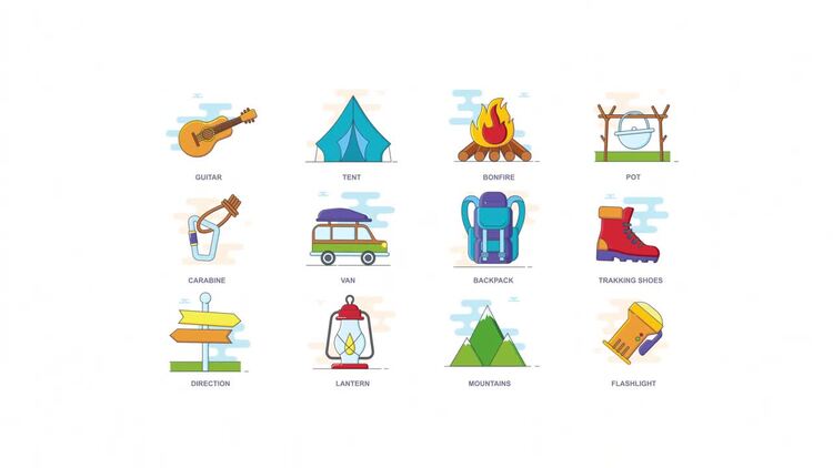 露营-动画图标AE模板