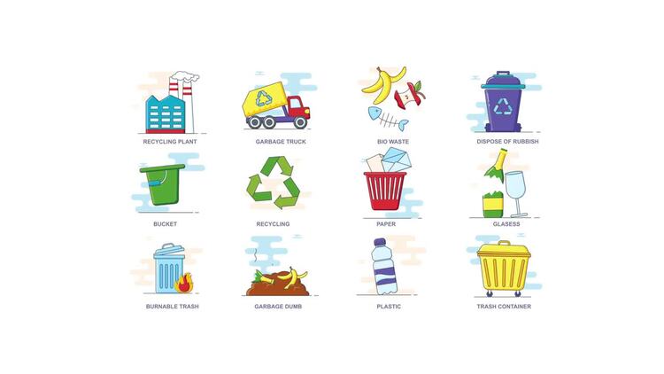 废物管理-动画图标AE模板