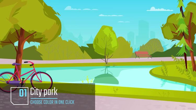 美丽的公园 - 动画背景AE模板