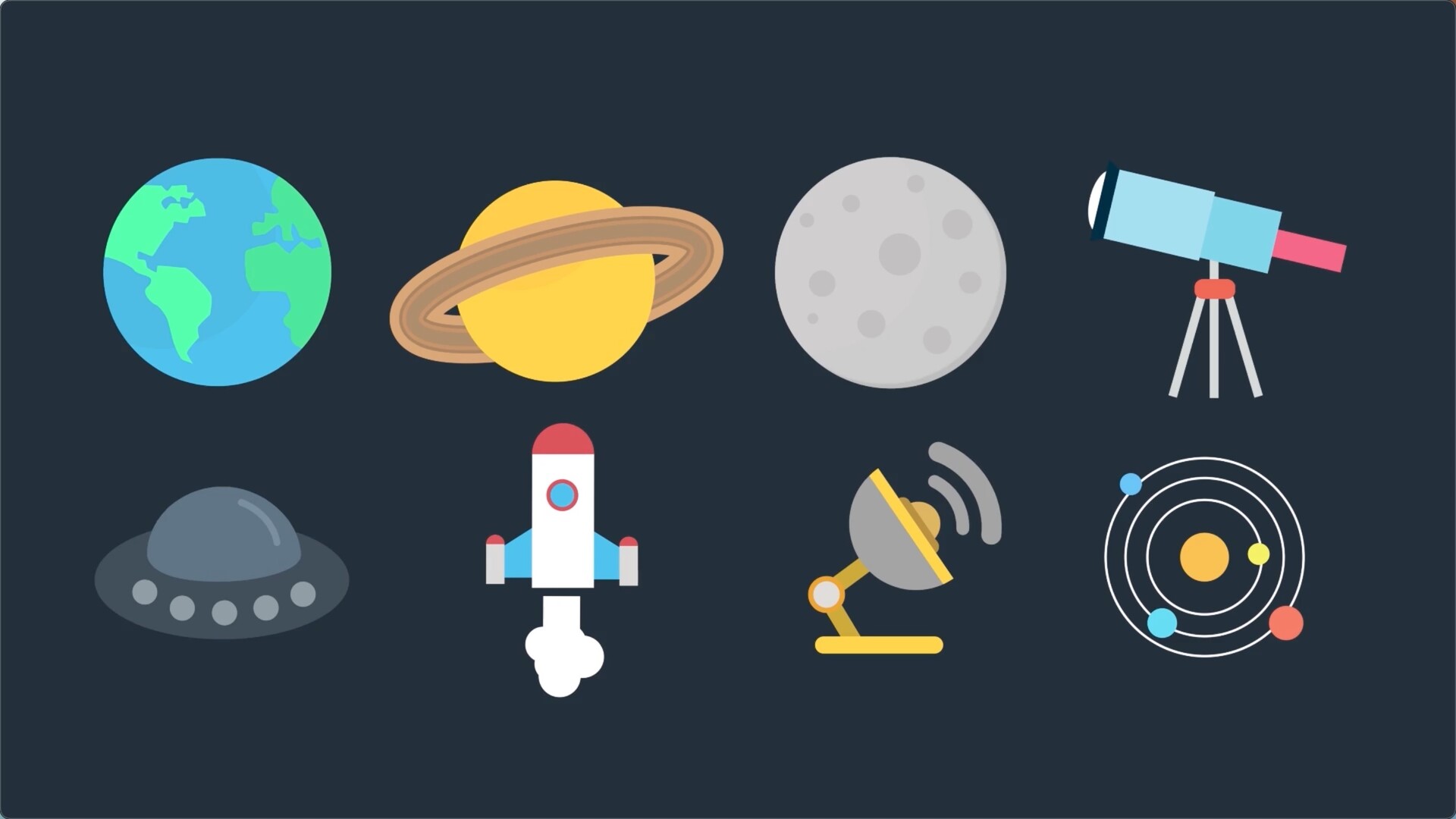 FCPX插件：Space Icons for Mac(太空卡通元素图标模板)