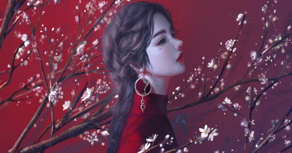 梅花树下的美少女高清动态壁纸
