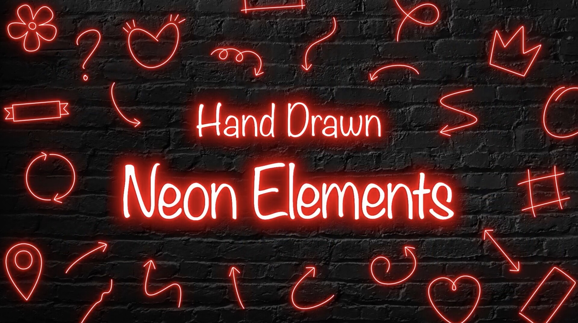 FCPX插件：48种手绘霓虹发光线条图形元素动画 Hand Drawn Neon Elements