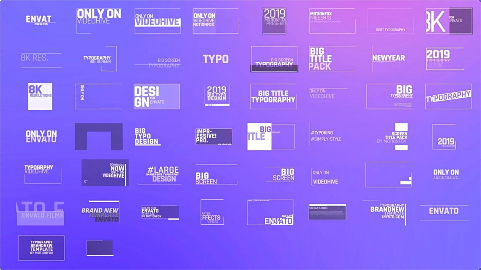 50组现代流行文字大标题排版动画AE模板 Typography Title Animation v1