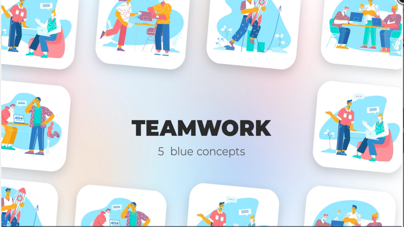 团队合作-蓝色概念ae模板