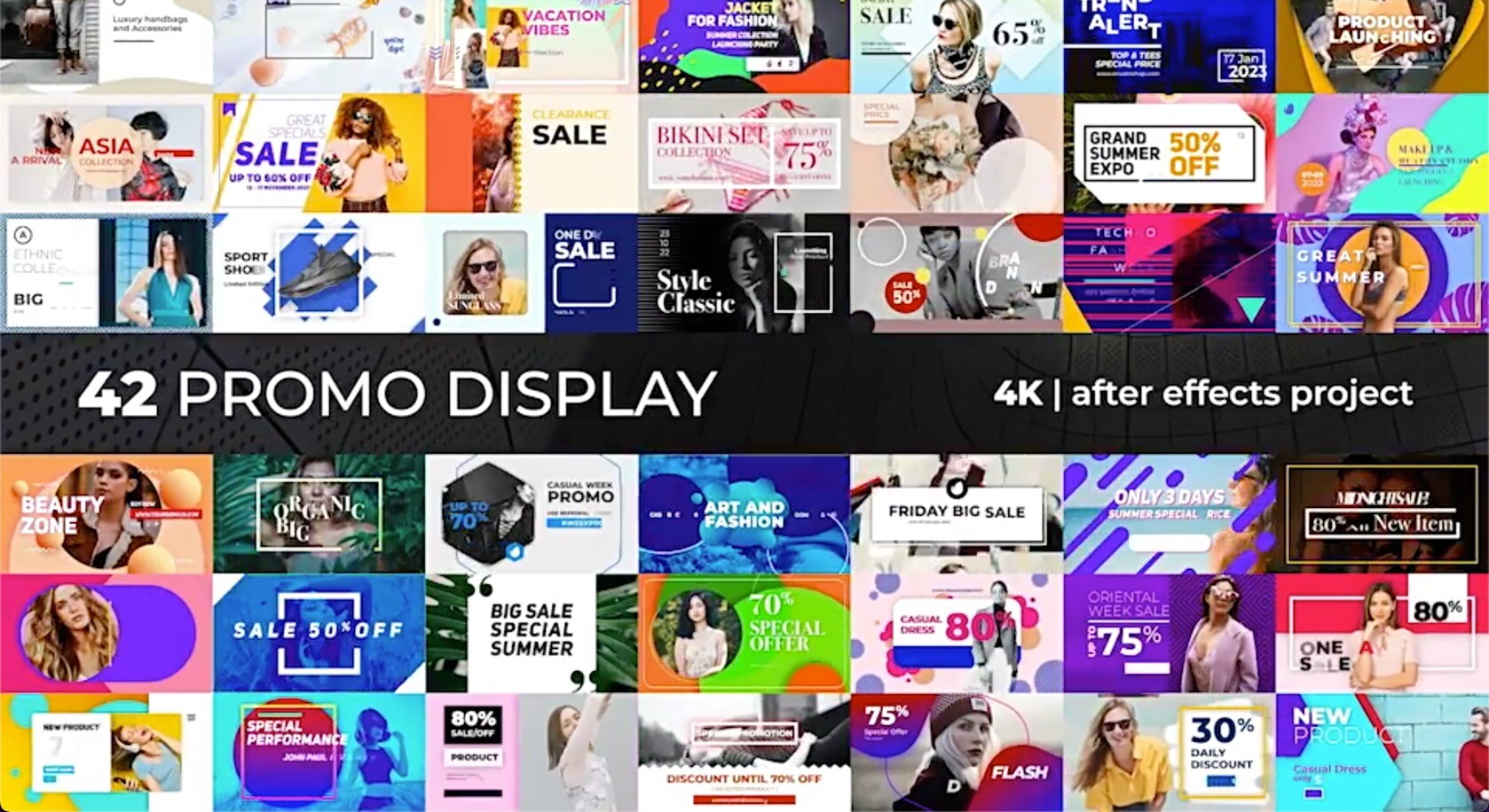 42组商品促销打折优惠活动宣传展示介绍包装动画AE模板 Promo Display