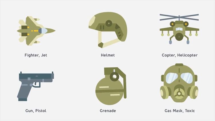 军事和武器动画图标PR模板