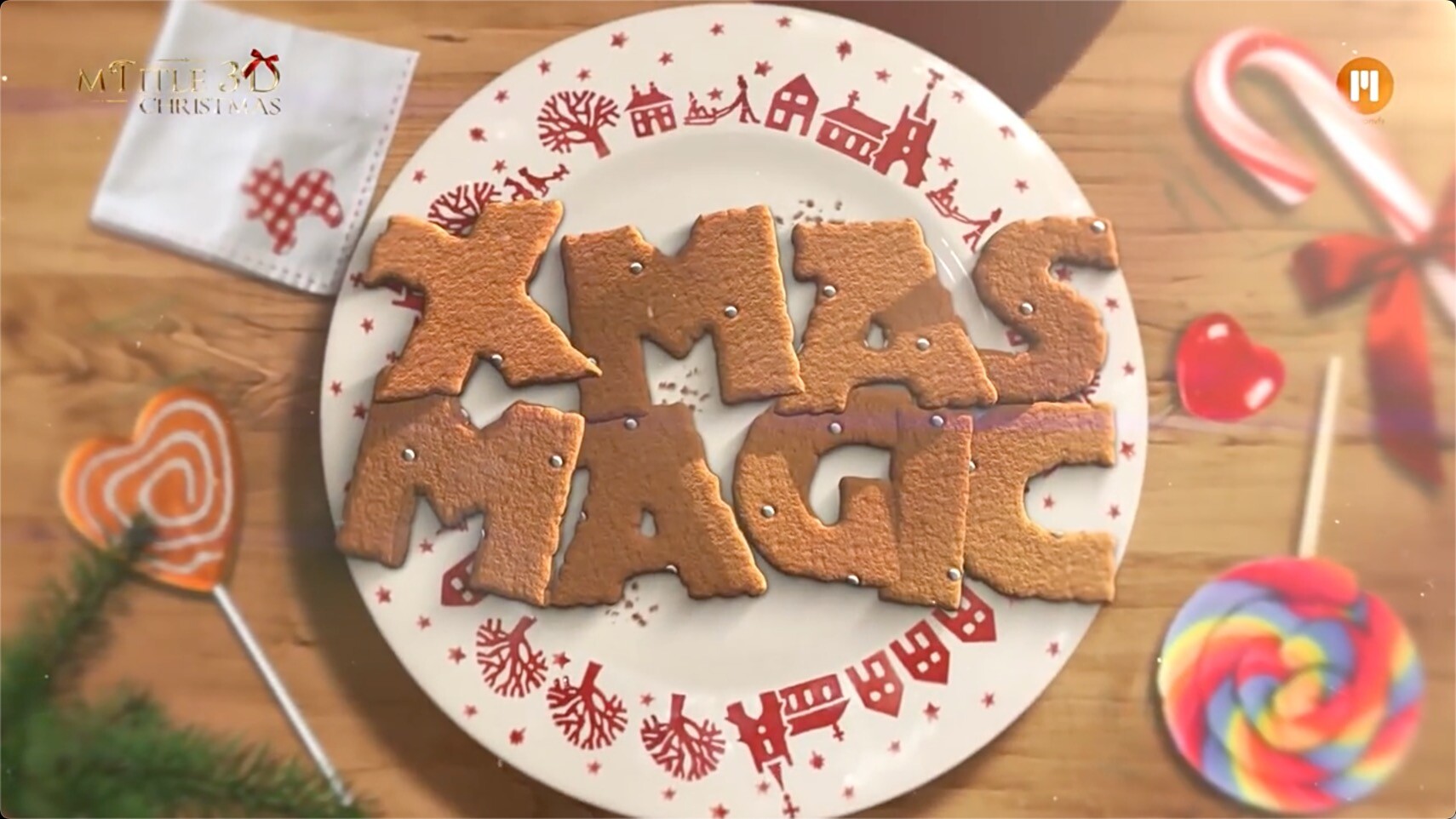 FCPX插件-15个圣诞节日主题3D三维文字标题动画预设mTitle 3D Christmas