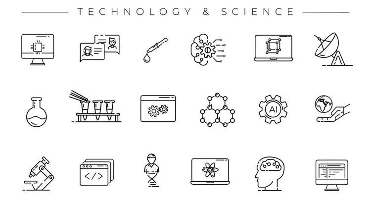 技术和科学图标PR动态图形模板