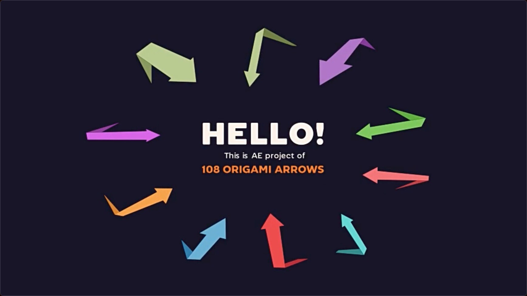  108个折纸风格箭头图形动画AE模板 Origami Arrows