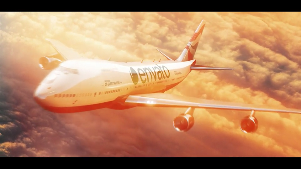 飞机飞行天空商务旅行标志动画AE模板