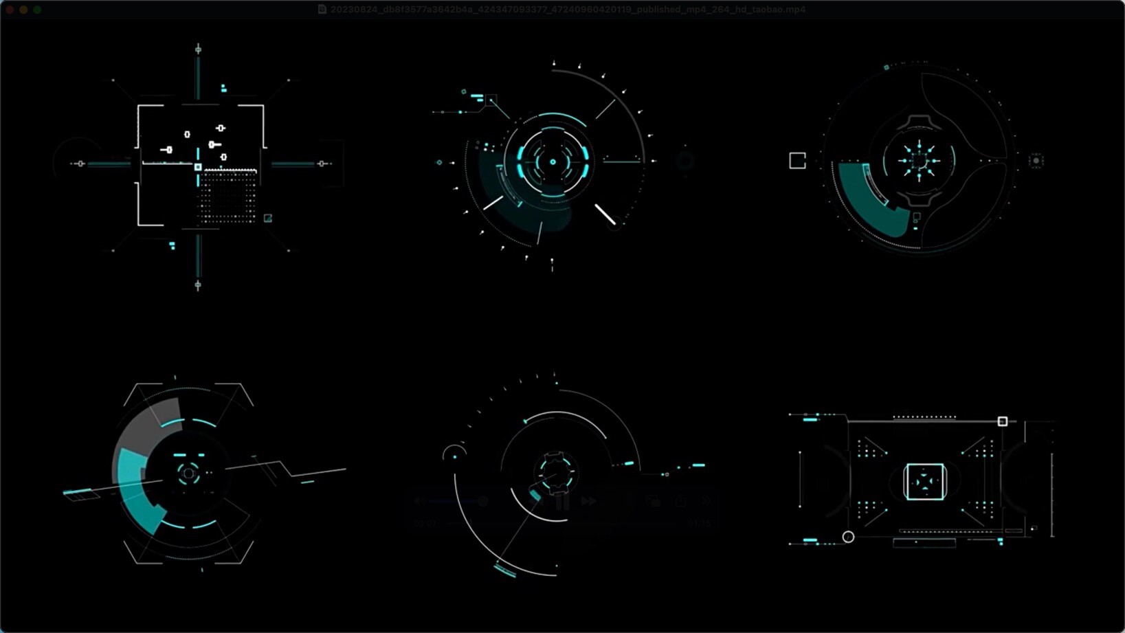 FCPX插件-16种科技感赛博朋克无人机目标定位HUD元素动画Drone Targets Pack