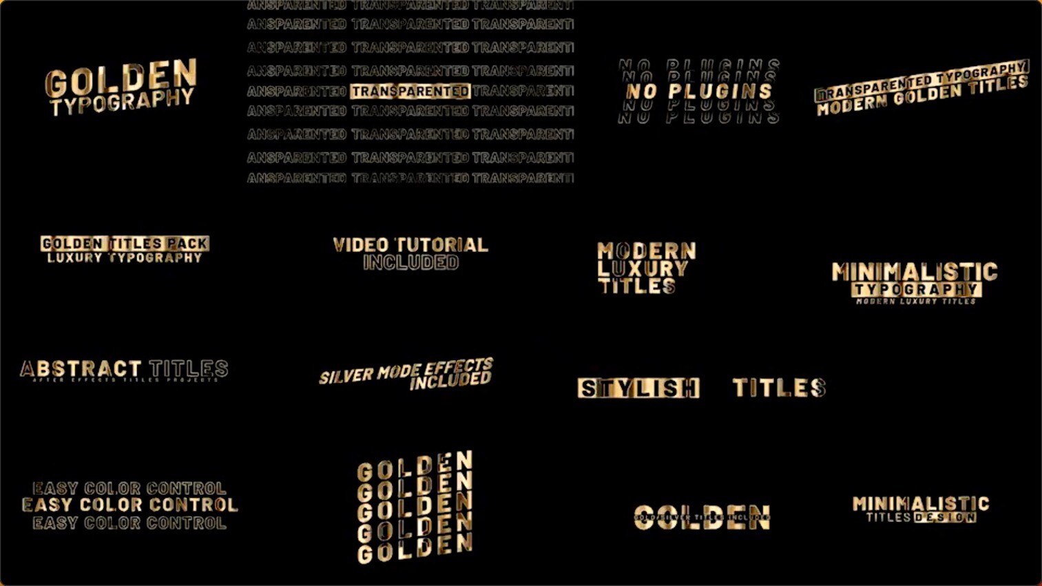 PR模板-15个豪华简约奥斯卡金像奖金色标题排版动画Golden Titles
