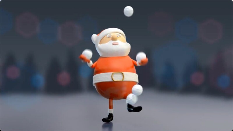 圣诞老人玩雪球动画ae模板