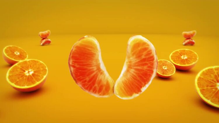 新颖橙色水果徽标展示动画ae模板
