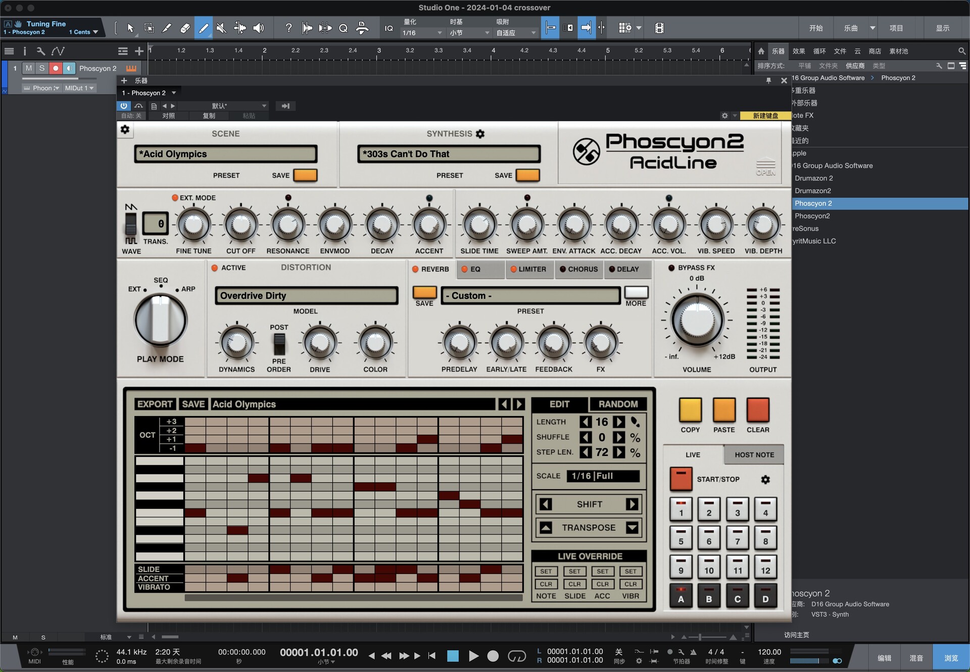 D16 Group Audio Software Phoscyon 2 for Mac(贝斯合成器插件)