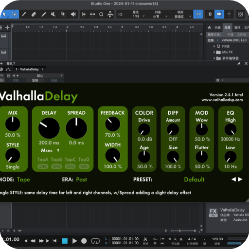 ValhallaDSP ValhallaDelay for Mac(混响和延迟效果器插件)