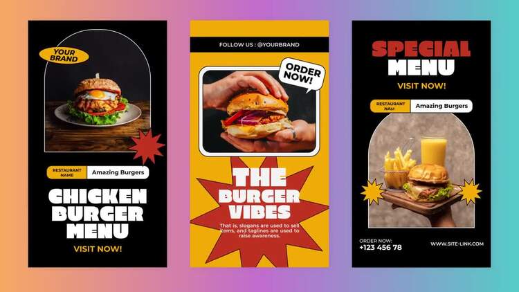 6个食品广告标题文本ae模版