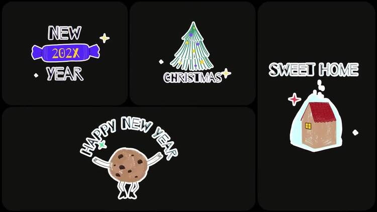 圣诞节和新年动画标题fcpx视频模板