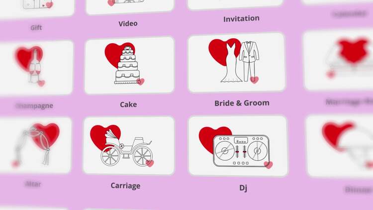 婚礼图标AE视频模版