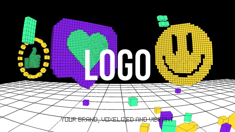 Voxel Rush 标志动画fcpx视频模板
