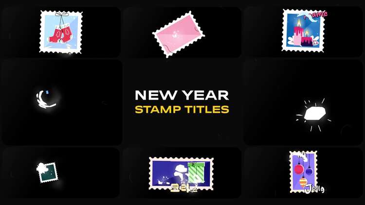 新年邮票动画fcpx视频模板