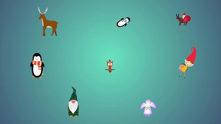 圣诞节人物图标动画fcpx视频模板