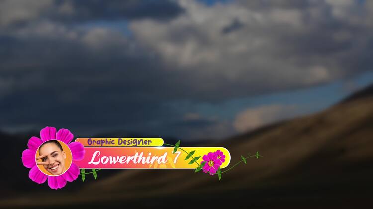 花卉图案下三分之一标题动画fcpx视频模板