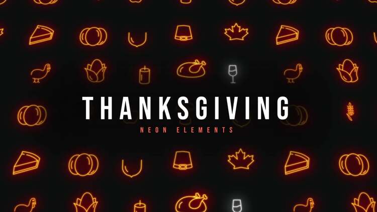 感恩节霓虹元素PR模板