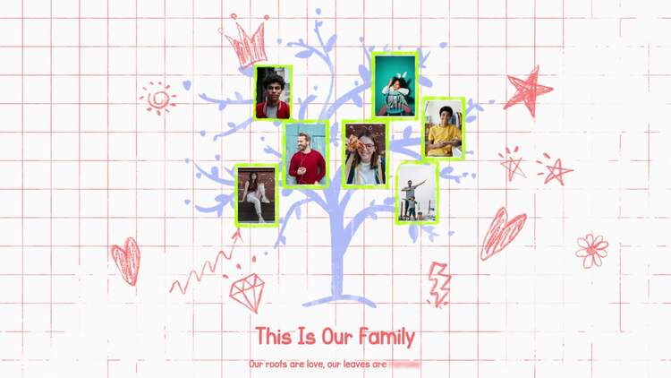 朋友和家人树拼贴画揭晓AE视频模版