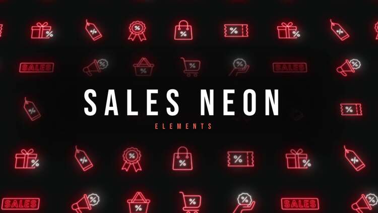 销售霓虹图标PR模板