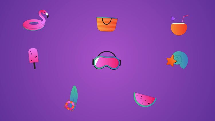 暑假图标和标题动画fcpx视频模板