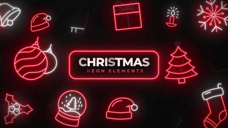 圣诞霓虹灯图标PR模板